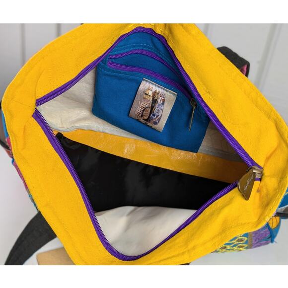 Laurel Burch Fantastic Feline Totem Canvas Medium Sized Tote Shoulder Bag - Picture 12 of 15